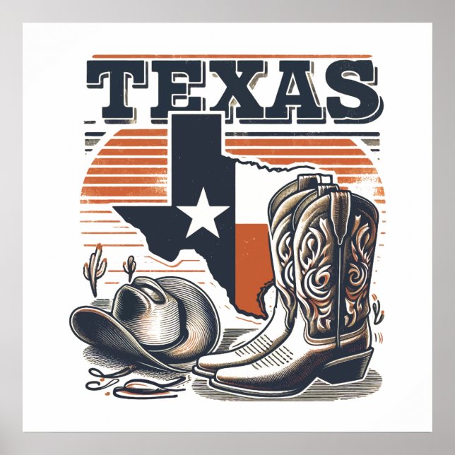Vintage Texas Cowboy Poster (Front)