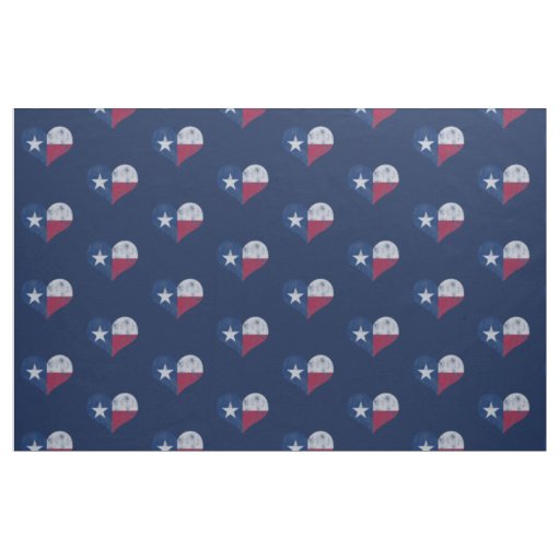 Vintage Texas Flag Hearts Fabric
