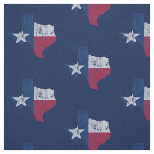 Vintage Texas Flag State Outline Fabric