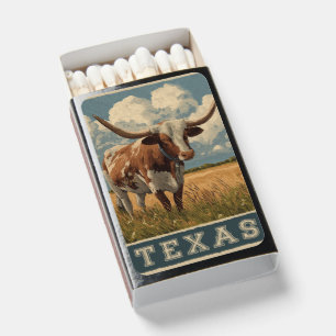 Vintage Texas Longhorn Bull Retro Travel Matchboxes