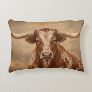 Vintage Texas Longhorn Portrait Accent Pillow