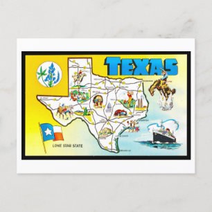 Vintage Texas Map Postcard