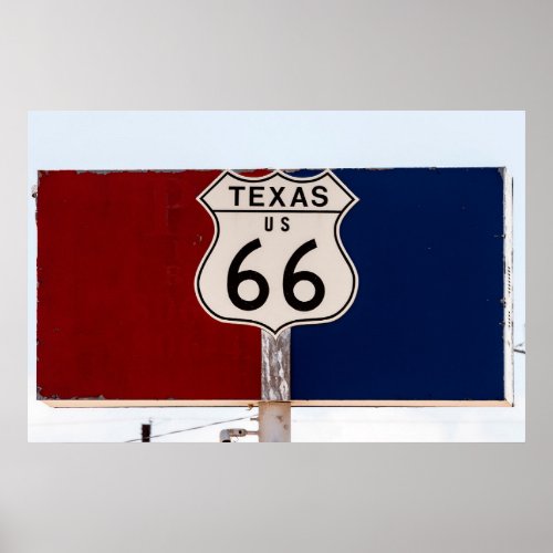Vintage Texas Route 66 Poster