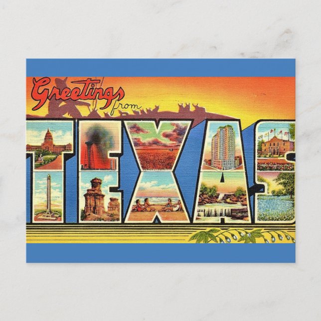 Vintage Texas State Greeting Postcard (Front)