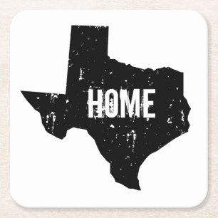Vintage Texas state silhouette paper drink coaster