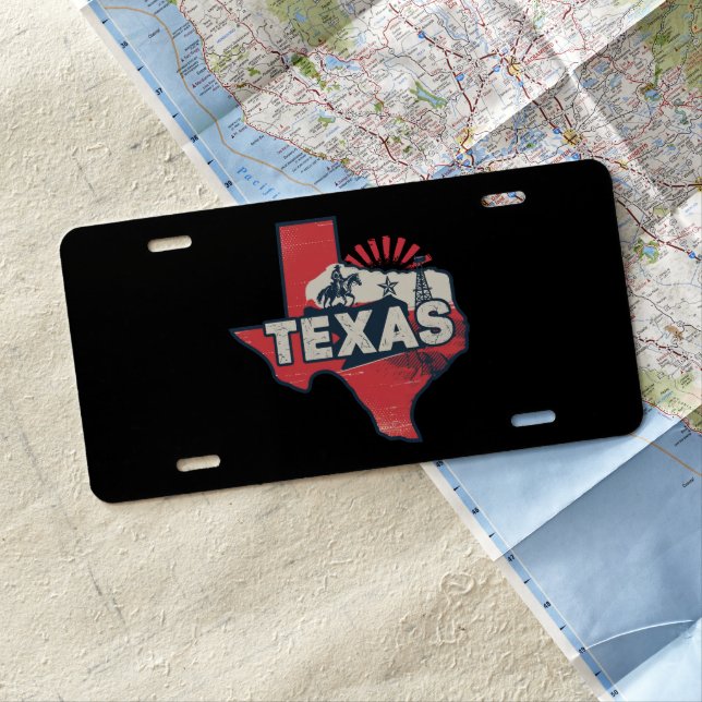 Vintage Texas USA Map License Plate (In Situ)