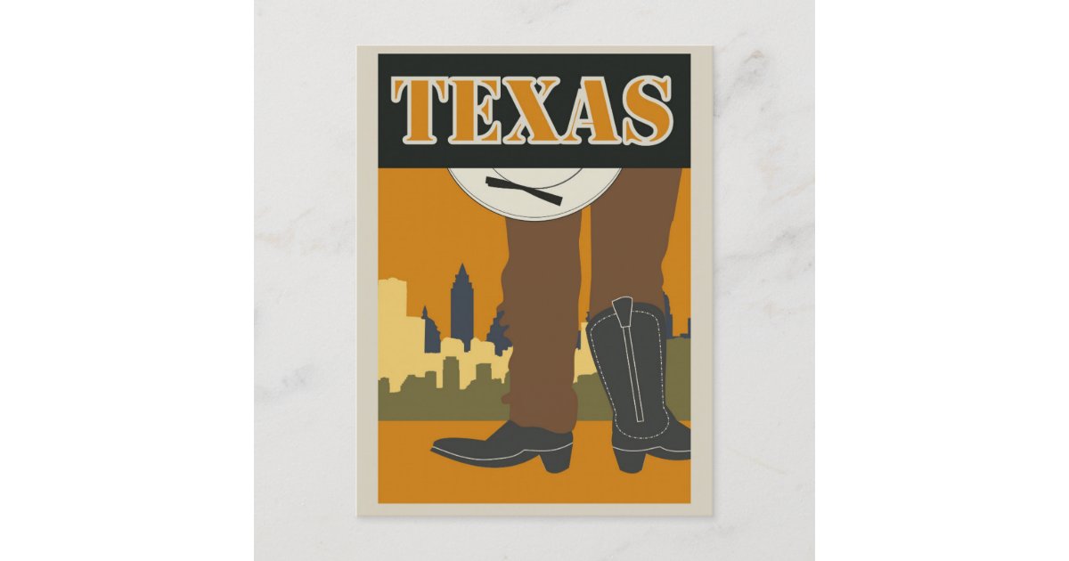 Vintage Texas USA Travel Poster Postcard | Zazzle