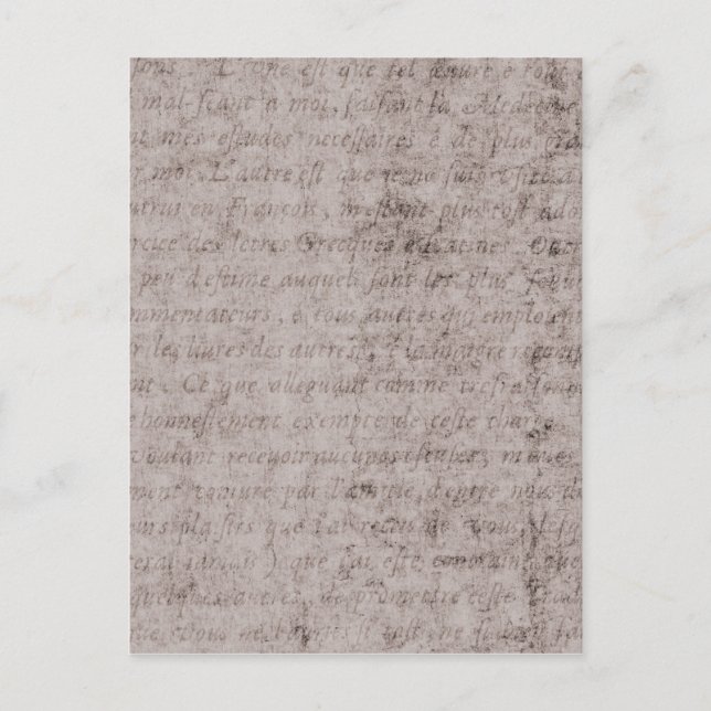 Vintage Text French Background Paper Template Postcard (Front)