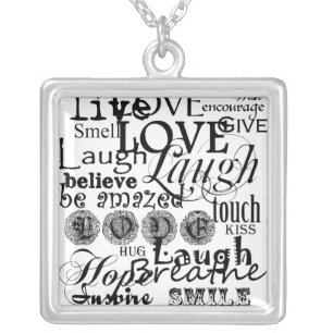 Vintage Text Life Advice Apparel and Gifts Silver Plated Necklace
