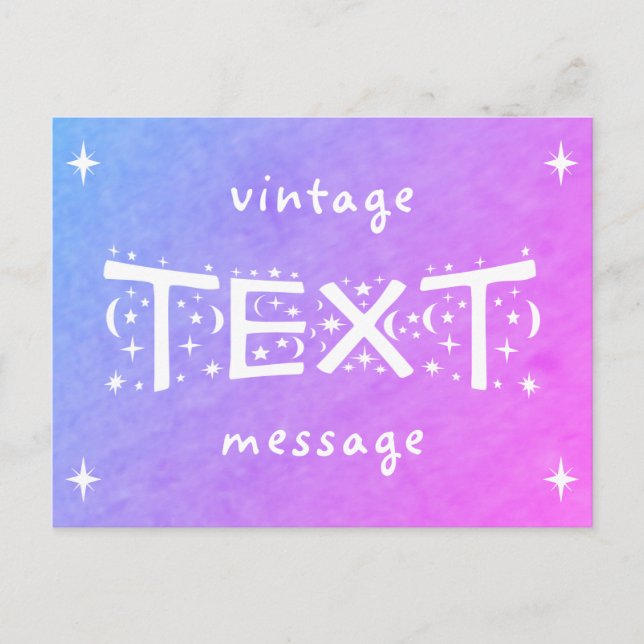 Vintage Text Message Purple Blue Postcard (Front)