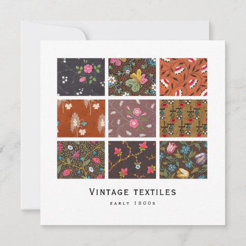 Vintage Textiles greeting card  1800s designer
