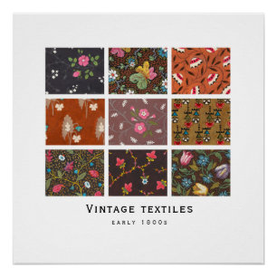 'Vintage Textiles' Poster   1800s designs