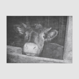 Vintage Texture Black And White Country Cow Tissue Paper