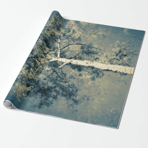 Vintage Texture Forest Tree Against Gray Sky Wrapping Paper