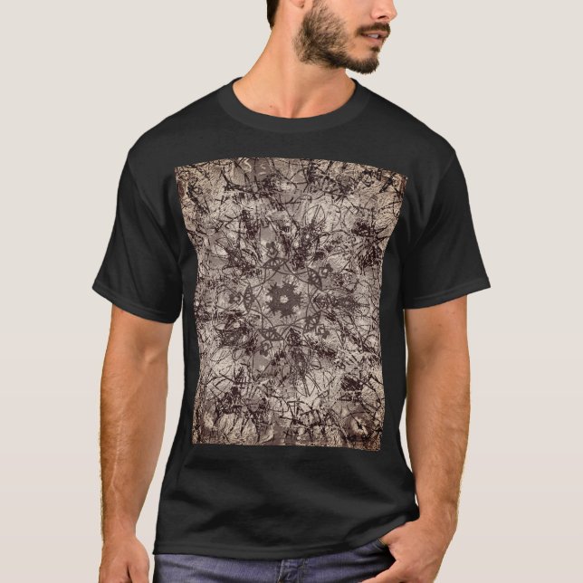Vintage Texture Mandala Ornamental Drawing T-Shirt (Front)