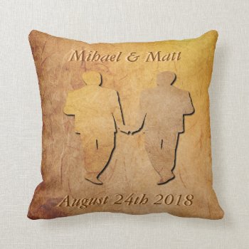 Vintage Texture Pillow Gay Wedding Gift For Men by AGayMarriage at Zazzle