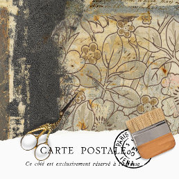 Vintage Texture Rustic Brown Floral Decoupage Tissue Paper