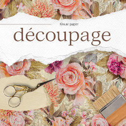 Vintage Texture Rustic Floral Decoupage  Tissue Paper