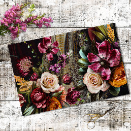 Vintage Texture Rustic Floral Decoupage  Tissue Paper