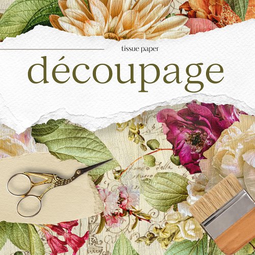 Vintage Texture Rustic Floral Decoupage  Tissue Paper