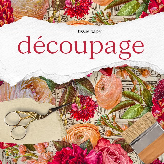 Vintage Texture Rustic Floral Decoupage  Tissue Paper (Creator Uploaded)