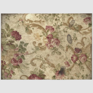 Vintage Texture Rustic Floral Decoupage Tissue Paper