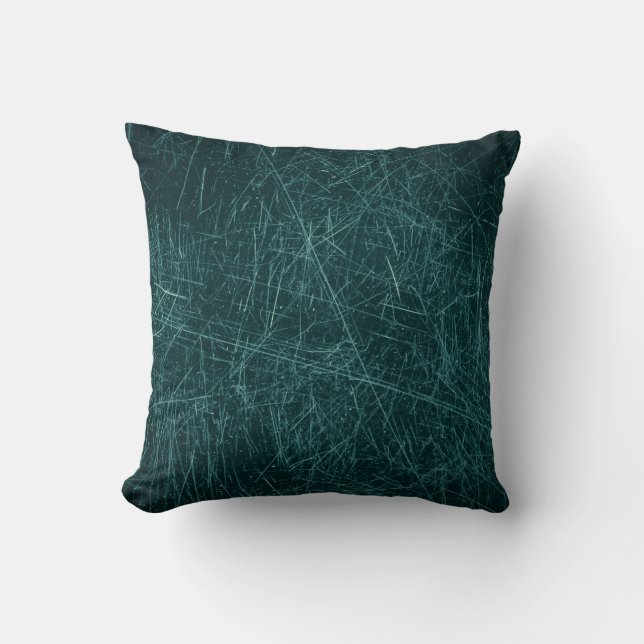 Vintage Texture Scratches Dark Teal Country Throw Pillow (Front)