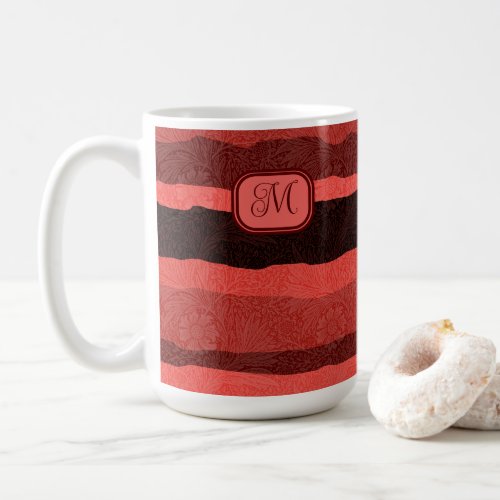 Vintage Texture Style Dark Pinks with Initial  Coffee Mug