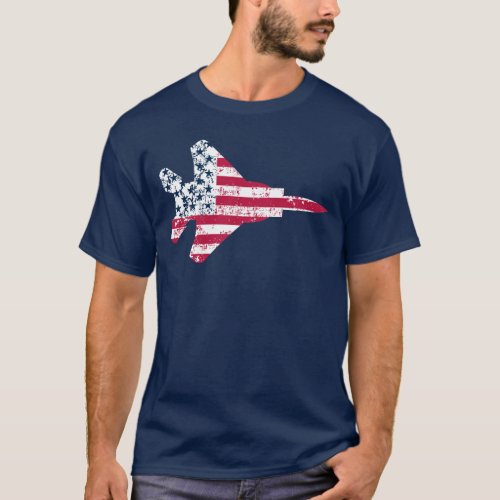 Vintage Textured American Flag Strike Eagle T_Shirt