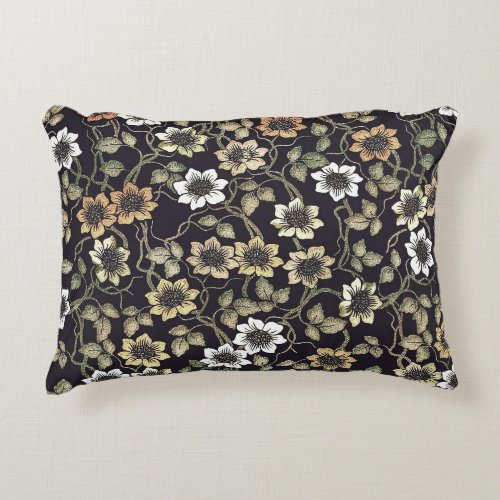 Vintage Textured Anemone Floral Background  Accent Pillow