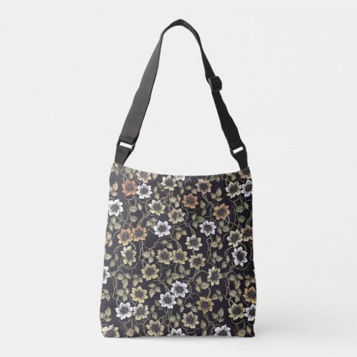 Vintage Textured Anemone Floral Background  Crossbody Bag