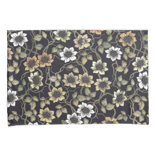 Vintage Textured Anemone Floral Background Pillow Case