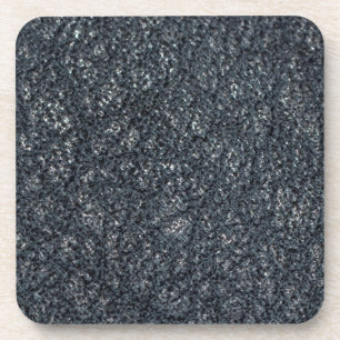 Vintage Textured Black Leather Beverage Coaster