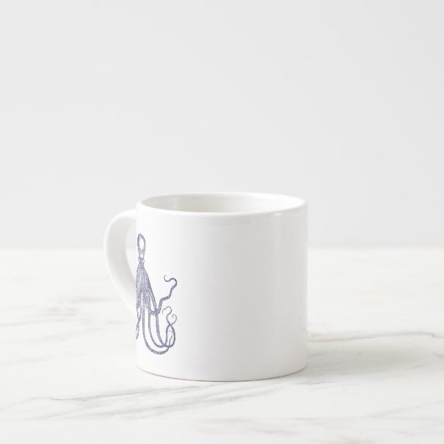 Vintage Textured Octopus Espresso Cup (Front Left)