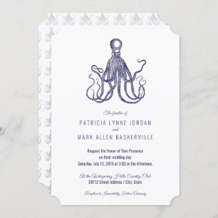 Vintage Textured Octopus Invitation