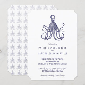 Vintage Textured Octopus Invitation