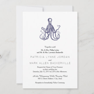 Vintage Textured Octopus Invitation