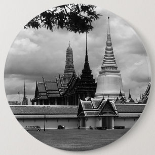 Vintage Thailand Bangkok Chapel Royal Palace view Button