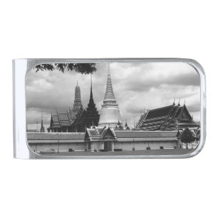 Vintage Thailand Bangkok Chapel Royal Palace view Silver Finish Money Clip