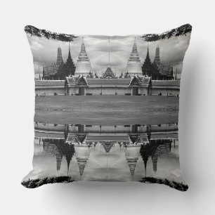Vintage Thailand Bangkok Chapel Royal Palace view Throw Pillow