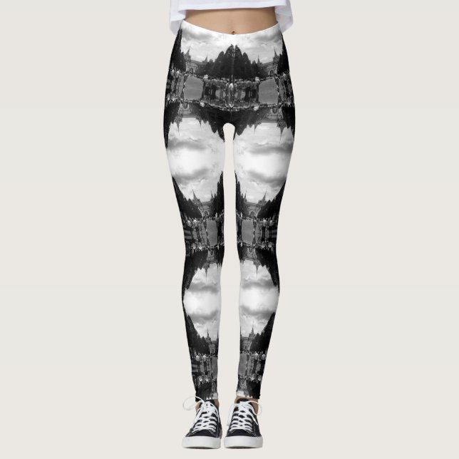 Vintage Thailand Bangkok Tourist royal palace gate Leggings (Front)