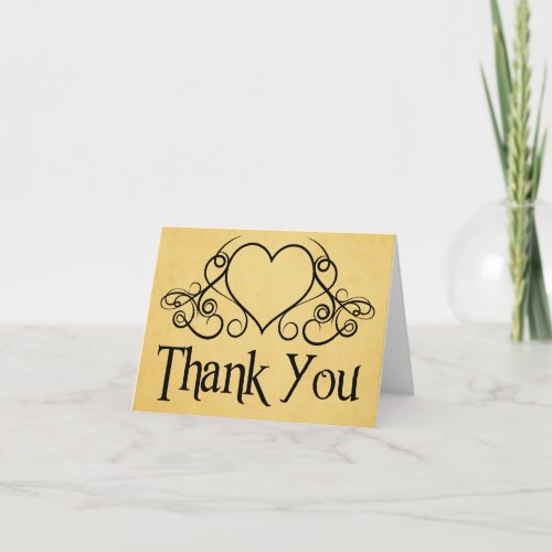 Vintage Thank You Black And Gold Love Heart