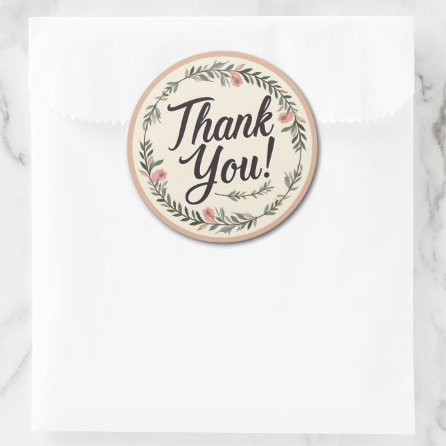Vintage Thank You  Classic Round Sticker (Bag)