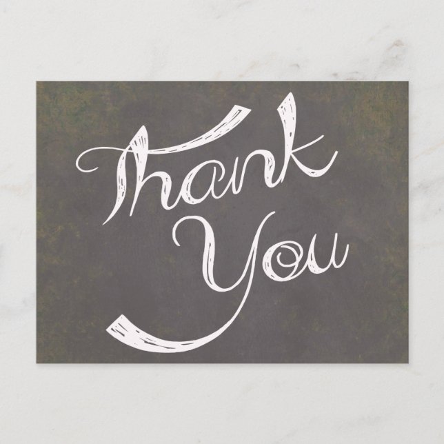 Vintage Thank You Distressed Black Chalkboard Postcard (Front)