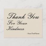 [ Thumbnail: Vintage "Thank You For Your Kindness" Postcard ]