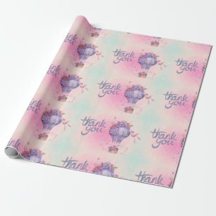 Vintage Thank You Hot Air Balloon Wrapping Paper