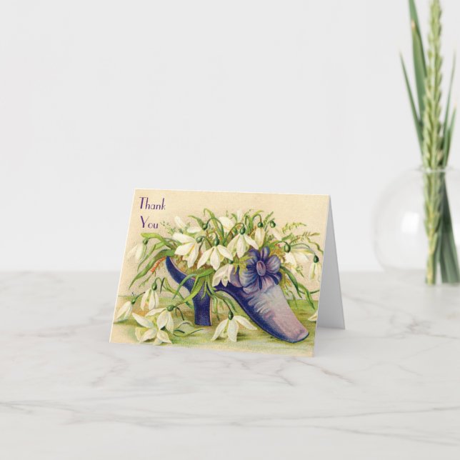 Vintage - Thank You - Lady's Shoe & Flowers, (Front)