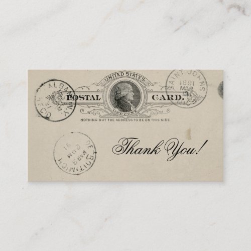 Vintage Thank You Old Stained Paper Business Cards