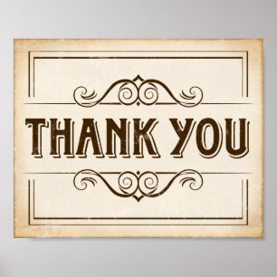 Vintage THANK YOU Sign Print