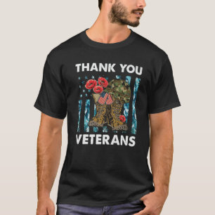 Vintage Thank You Veterans Combat Boots Flower Vet T-Shirt